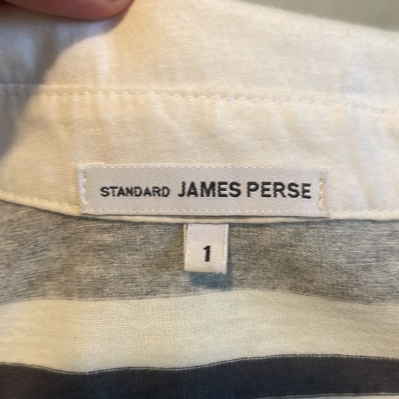 JAMES PERSE dress in striped cotton rugby style.  Soft collar in Sz 1 - Picture 4 of 6